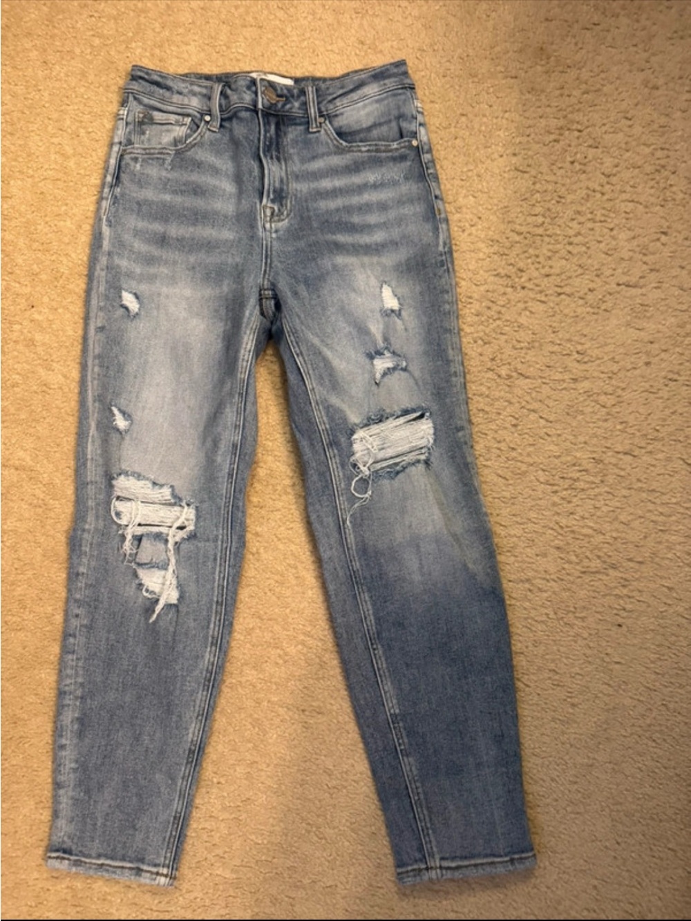 Risen High-Rise Light Blue Distressed Women's Jeans